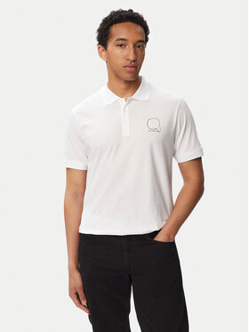 KARL LAGERFELD KARL LAGERFELD Тениска с яка и копчета 745025 563224 Бял Regular Fit