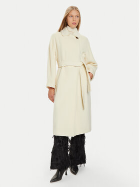 Marella Marella Gyapjú kabát Dede 2423016082 Ekru Regular Fit