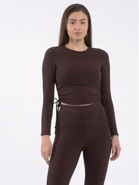 4F 4F Longsleeve 4FAW23TLONF156-81S Brązowy Regular Fit