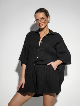 LilaLou LilaLou Komplet bluzka i spodnie Mila Short Czarny Regular Fit