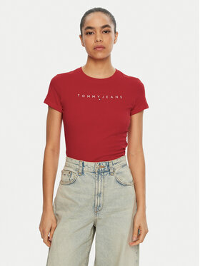 Tommy Jeans Tommy Jeans T-Shirt Linear DW0DW18398 Κόκκινο Slim Fit