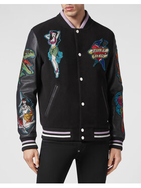 PHILIPP PLEIN PHILIPP PLEIN Kurtka skórzana 3149 Czarny Regular Fit
