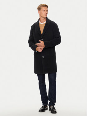 Tommy Hilfiger Tommy Hilfiger Gyapjú kabát MW0MW36611 Fekete Regular Fit