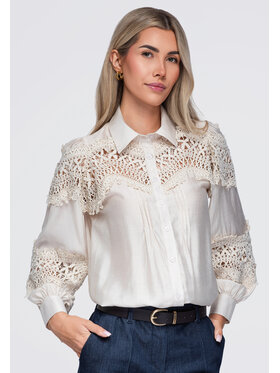 Ombre Ombre Koszula OW-SH-E0075 Beżowy Relaxed Fit