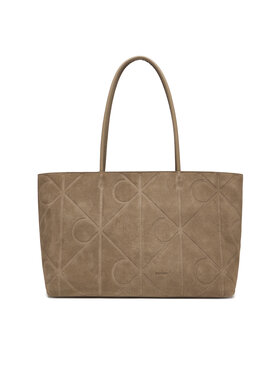 Calvin Klein Calvin Klein Дамска чанта Emblem Aop Embossed Suede Tote LV04F3334G Бежов