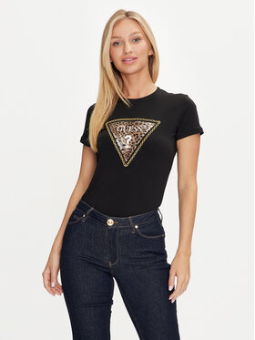 Guess Guess T-Shirt Triangle Leo W4YI40 J1314 Μαύρο Slim Fit