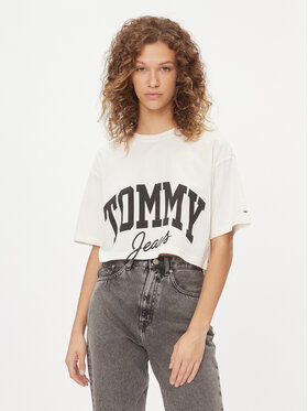 Tommy Jeans Tommy Jeans T-Shirt New Varsity DW0DW16445 Bílá Cropped Fit