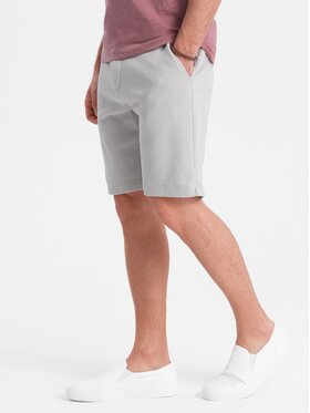 Ombre Ombre Šortky z materiálu OM-SRCS-0127 Šedá Slim Fit