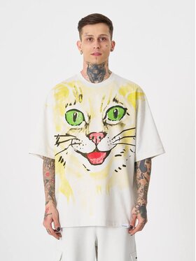 Machinist Machinist T-Shirt Koszulka Z Krótkim Rękawem Męska Oversize Jasna Szara Machinist Runaway Cat XL Szary Oversize