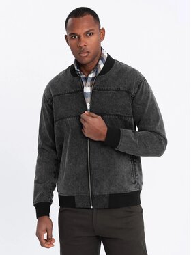 Ombre Ombre Kurtka jeansowa OM-JADJ-0163 Czarny Regular Fit