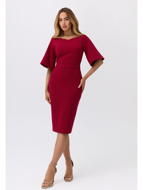 Kasia Zapała Kasia Zapała Sukienka koktajlowa Lavinia Bordowy Slim Fit