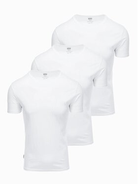 Ombre Ombre Komplet 3 t-shirtów OM-TSBS-0232 Biały Regular Fit