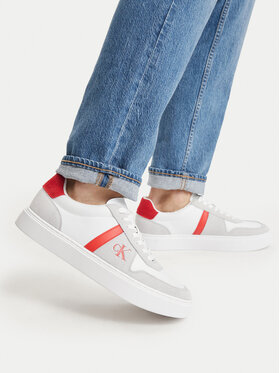 Calvin Klein Calvin Klein Tossud Mixed Texture Lace Up Cupsole Trainers YM0YM01395 Valge