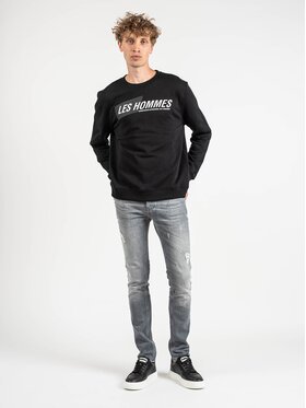 Les Hommes Les Hommes Mikina LLH401-758P | Round Neck Sweater Černá Regular Fit