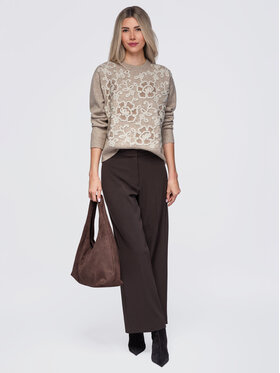 Ombre Ombre Svetr OW-SW-E0036 Béžová Regular Fit