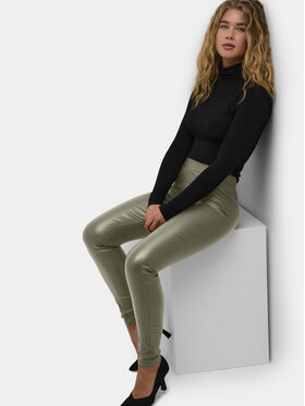 Kaffe Hlače od imitacije kože Ada 10501626 Zelena Slim Fit