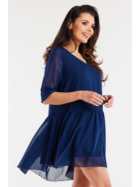 Awama Awama Sukienka letnia A514 Granatowy Basic Fit