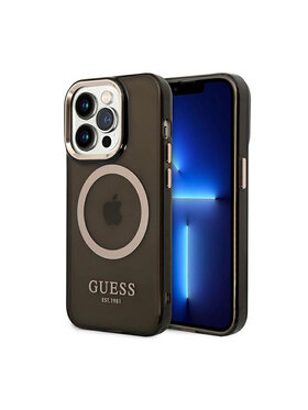 Guess Guess Etui na telefon Gold Outline Translucent MagSafe Czarny