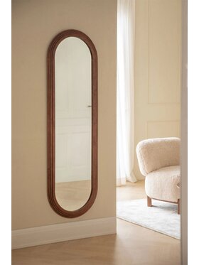MIAhome MIAhome Lustro owalne ścienne z drewna dębowego 50x165 cm Munar Brązowy