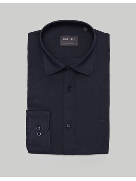 Borgio Borgio Koszula lentane Granatowy Slim Fit