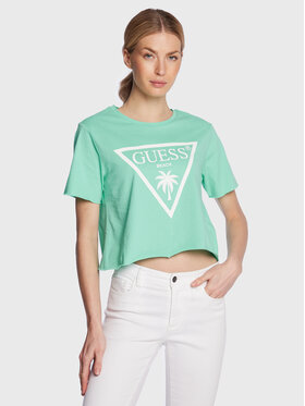 Guess Guess Tričko Logo E02I01 JA914 Zelená Boxy Fit