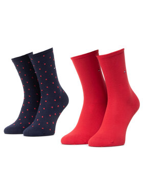 Tommy Hilfiger Tommy Hilfiger Sada 2 párů dámských vysokých ponožek 100001493 Tmavomodrá