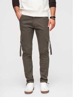 Ombre Ombre Spodnie cargo P1516 Szary ciemny Regular Fit
