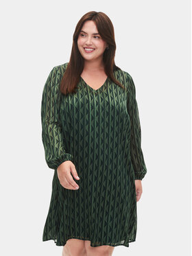 Zizzi Zizzi Ежедневна рокля M02356B Зелен Regular Fit