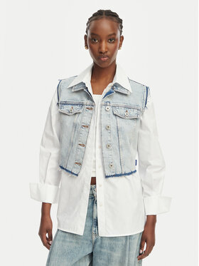 HUGO HUGO Veste Garis B 50557076 Gaiši zila Regular Fit