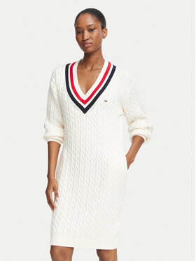 Tommy Jeans Tommy Jeans Sukienka dzianinowa DW0DW23540 Biały Relaxed Fit