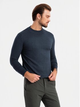 Ombre Ombre Sweter OM-SWTN-0125 Granatowy Regular Fit