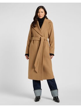 Lee Lee Płaszcz wełniany WOOL COAT Brązowy jasny Relaxed Fit