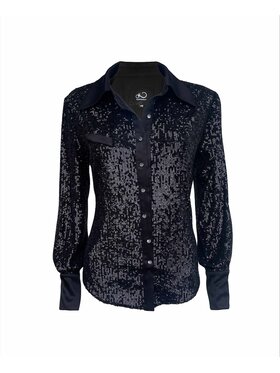 Sandra Stachura Luxury Design Sandra Stachura Luxury Design Koszula Cekinowa koszula Czarny Slim Fit
