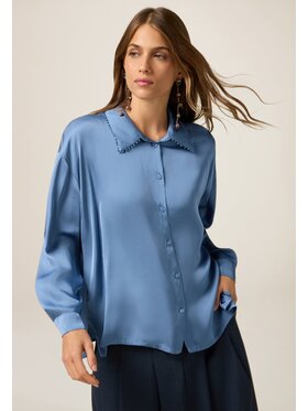 Oltre Oltre Koszula 5051J000877N024 Turkusowy Baggy Fit