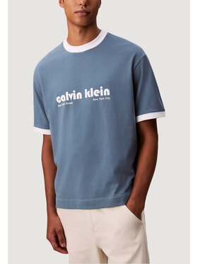 Calvin Klein Jeans Calvin Klein Jeans T-shirt SS RETRO LOGO RINGER Blu Casual Fit