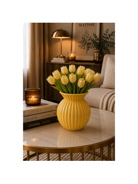 MIAhome MIAhome Wazon ceramiczny okrągły prążkowany ASTRID Żółty