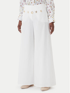 Marella Marella Auduma bikses Gala 2613131122 Balts Wide Leg