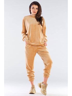 Awama Awama Spodnie damskie A411 Beżowy Basic Fit