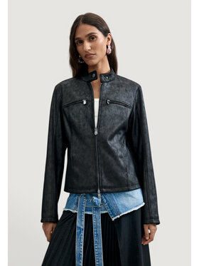 Desigual Desigual Μπουφάν δερμάτινο CHAQ_BIKERCY Μαύρο Casual Fit