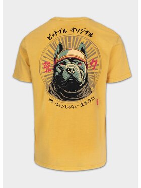 PITBULL PITBULL T-Shirt Koszulka męska Denim Washed MT. FUJI 3XL Żółty Regular Fit