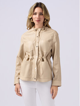 Oltre Oltre Giacca in similpelle R324J000264N002 Écru A-Line Fit