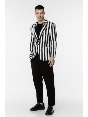Pilawski Pilawski Marynarka MARYNARKA W PASY I LOGO MĘSKA Czarny Slim Fit