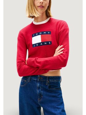 Tommy Jeans Tommy Jeans Πουλόβερ TJW SPARKLE FLAG SWE Κόκκινο Casual Fit