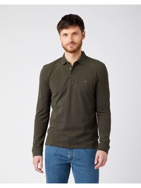 Wrangler Wrangler T-Shirt LS REFINED POLO Zielony Regular Fit