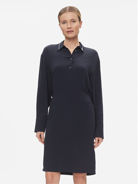 Tommy Hilfiger Tommy Hilfiger Ing ruha Smd Detail Fluid Knee Dress WW0WW41009 Kék Regular Fit