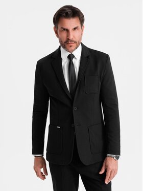 Ombre Ombre Marynarka OM-BLZB-0101 Czarny Slim Fit