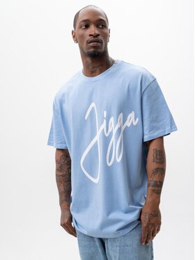 Jigga Wear Jigga Wear T-Shirt Koszulka Z Krótkim Rękawem Oversize Męska Błękitna Jigga Wear Big Tag M Niebieski Oversize