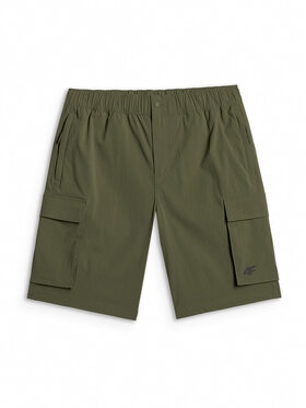4F 4F Szorty materiałowe ESSENTIAL Khaki Regular Fit