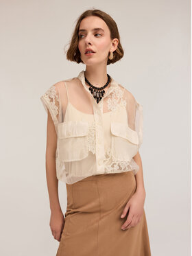 Motivi Motivi Camicia 5018W000504N011 Crema Boxy Fit