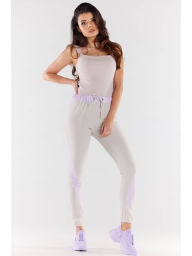 Awama Awama Spodnie damskie A496 Beżowy Basic Fit